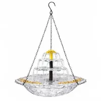 Violiica Hängende Vogelbad Schale mit Solar Springbrunnen, Schwimmender Wassergarten für Vögel, Robustes Design aus Kunststoff und Metall, 23.5x45cm(Transparent White)