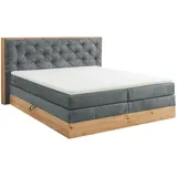Esposa Boxspringbett, Grau, Natur, Textil, H2, 7,7-Zonen, Höhe ca. 17 cm, 180x200 cm, Bettkasten, gepolstertes Kopfteil, Federkernmatratze, Topper durchgehend, Schlafzimmer, Betten, Doppelbetten