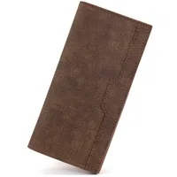 AfitLulu Geldbörse Herren Lang Portmonee Herren Ultradünn Portemonnaie Herren Stilvoll Geldbeutel Herren Bifold Brieftasche Herren mit 12-Kartenfächern, ID-Fenster und Münztasche (Braun)