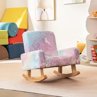 FANTASK Schaukelstuhl für Kinder ab 3 Jahren, leuchtendes Kindersofa aus Flanellstoff mit Rückenlehne & Armlehnen