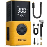 AstroAI Kabellose Elektrische Luftpumpe, Tragbare Akku Fahrradpumpe mit alle ventile, LED-Licht, Wiederaufladbare Reifenpumpe für Fahrrad, E-Bike, Auto, Motorrad, Bälle, Gelb