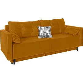Collection AB "Solar", gold, B:225cm H:80cm T:86cm, Luxus-Microfaser (100% Polyester);Zierkissen (100% Polyester), Sofas, Schlafsofa, Bettfunktion, Bettkasten, Federkern und loser Rücken- und Zierkissen