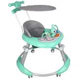 JEOBEST Lauflernhilfe Baby Lauflernwagen, Gehfrei mit Schieber und Musik, Spielecenter Esstisch grün