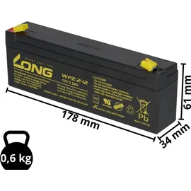 KungLong Bleiakku 12V 2200 mAh 2 St.