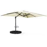 Sonnenschirm 360° Drehbar Calvi Ecru 3x4 M Mit 4 Fliesen Und Hülle