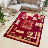 Tapiso Atlas Teppich Kurzflor Vierecke Blumen Rot Beige Creme Schlafzimmer Wohnzimmer Vintage Modern ÖKOTEX 70 x 130 cm