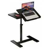 Mobiler Laptop-Tisch - Höhenverstellbarer Betttisch - Neigbare Tischplatte - Sofa-Beistelltisch - Versteckte Rollen - Schwarz - Schwarz