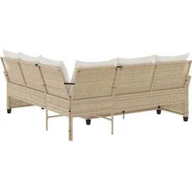 vidaXL L-förmiges Couchsofa mit Kissen Beige Polyrattan