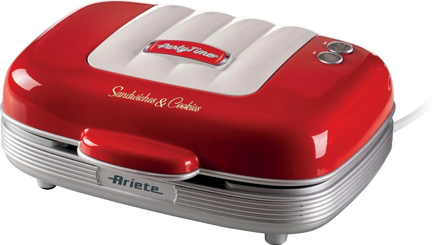 Ariete 3-in-1-Sandwichmaker Party Time 1972R, 700 W, Cookie-Maker, rot rot