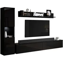 INOSIGN Wohnwand »PARIS, Vitrine Türanschlag links/rechts wechselbar« Komplett-Set, 3 Stk. tlg., schwarz