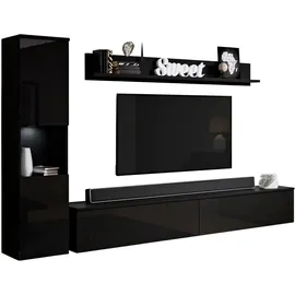 INOSIGN Wohnwand »PARIS, Vitrine Türanschlag links/rechts wechselbar« Komplett-Set, 3 Stk. tlg., schwarz