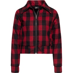 Queen Kerosin Speedway Queen Checkered Damen Jacke, schwarz-rot, Größe 2XL
