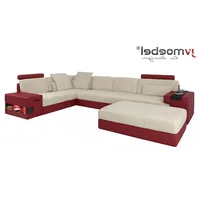 Xlmoebel Ecksofa Neue Polstergarnitur in U-Form mit Ecksofa aus Leder - Wohnlandschaft, 2 Teile, Hergestellt in Europa weiß