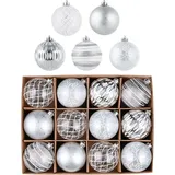 luxuskollektion Baumbehang Weihnachtskugeln 12er Set 8cm Transparent Silber