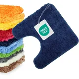 WohnDirect WC-Vorleger mit Ausschnitt 45x45 cm Dunkelblau – Badematte für Stand-WC Flauschig & rutschfest, Mikrofaser Badteppich Saugstark, Waschbar & Fußbodenheizung geeignet
