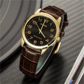 Casio Herren-Armbanduhr Analog Quarz Leder MTP-V001GL-1