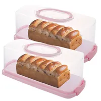ASelected 2 Stück Kuchenbehälter Kuchen Transportbox mit Tragegriff 35 x 16 x 13 CM Kuchentransportbox mit Deckel für Den Transport von Kuchen Keksen