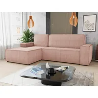 Sofnet Ecksofa Totti L mit Schlaffunktion und Bettkasten - Cord Stoff - L-Form Couch, Polstersofa, Schlafsofa, Sofagarnitur (Rosa (Poso 052) Seite: Links) - Rosa