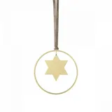 BLOMUS KITAI | Sterne in Gold | Ø 8 cm | Weihnachtsbaum Deko aus Eisen | Christbaumschmuck mit 2 verschiedenen Satinbändern inkl. Geschenkbox