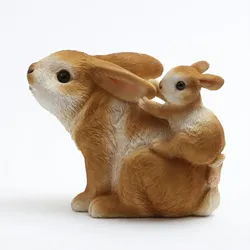 Spielende Hasen Osterhase sitzend Frühlingsdeko Ostern Dekofigur Polyresin braun