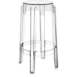 Kartell Charles Ghost, Hocker Medium, H. 65 cm, Glasklar, 2er-Satz