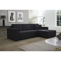 Fun Möbel Ecksofa Schlafsofa Sofa CONOR PREMIUM Kunstleder Soft Schwarz Ottomane Rechts - Schwarz