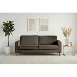 Home Affaire 3-Sitzer HOME AFFAIRE "Pinto Skandi, 206 cm, Chenille, Struktur", braun, B:208cm H:89cm T:97cm, 100% Polyester, Sofas, mit Keder, Massivholzfüße Eiche geräuchert, Wellenunterfederung