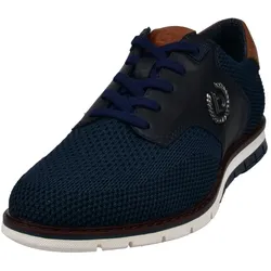 Slip-On Sneaker BUGATTI, Herren, Gr. 48, blau (navy, cognac), Textil, Lederimitat, sportlich, Schuhe, mit elastischen Gummizügen