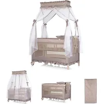 Chipolino Reisebett Palace, Baldachin Moskitonetz zwei Ebenen Wickelauflage beige grau