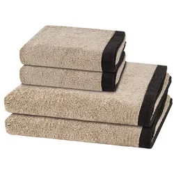 Cawö Lifestyle Splash 4-teilig Handtuch-Set Leinen / basalt Schwarz 