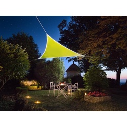 Perel Sonnensegel mit 107 LEDs, wasserabweisend, 3.6 x 3.6 x 3.6 m, 160 g/m2, IP44 Solarenergie, Polyester, Dreieck, Limonengrün