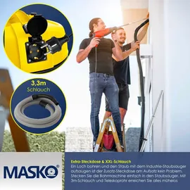 Masko MASKO® Industriestaubsauger Staubsauger Nass Trocken Sauger Aschesauger 2300W + Steckdose Blasfunktion ? Nass-Saugen Industrie-Sauger mit & ohne Beutel beutellos