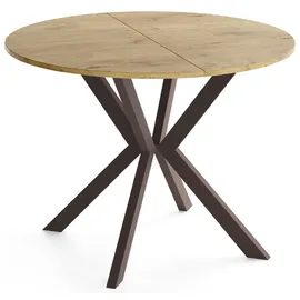 WFL GROUP Valio Ø 90 cm ausziehbar 130 cm braun