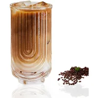 DZAY Cappuccino Kaffeegläser Espressotassen Latte Macchiato Gläser Set,Riffle Gläser Dessertgläser Teeglas Ripple Kaffeebecher Saftgläser,Spülmaschinenfeste Teegläser Kaffeetassen Set