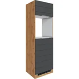 KOCHSTATION Backofenumbauschrank »KS-Luhe«, 60 cm breit, hochwertige MDF-Fronten mit waagerechter Lisene, grau