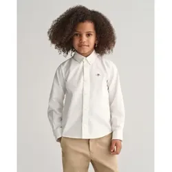 Gant Unisex für Kinder. 830423 Oxford Shield Kinder Shirt weiß (2años= 92cm), Lässig, Baumwolle, Klassisch, Langarm, Bio-Baumwolle, Nachhalt