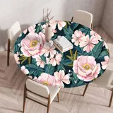 Muiuou Tischdecke Outdoor Rund,Drucken Tischdecke Wasserdicht Abwaschbar Elastisch Rund Gartentischdecke, für Garten,Küche,Esstisch Parteien Tischdecken Dekoration (Durchmesser 120cm,Stil 12)