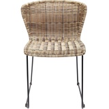 Kare Design Stuhl Sansibar, Esstimmerstuhl in Naturfarben, mit breiter Rückenlehne, ohne Armlehnen, Gestell als Kufe in schwarz (H/B/T) 78x53x56cm