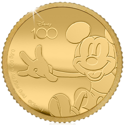 Die offizielle Disney100TM Mini-Gold Mickey Mouse Jubiläumsmünze