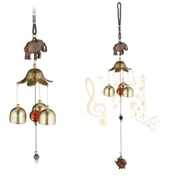Relaxdays Windspiel 2er Set, Metall Glockenspiel, draußen & drinnen, Garten Klangspiel, hängend, Feng Shui, gold/schwarz