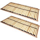 Beco Lattenrost-Set, Holz, Birke, furniert, 5-Zonen, 180x200 cm, Made in Germany, bewegliche Leistenlagerung, Federleisten mit Duokappen, Mittelgurt, nicht verstellbar, Schlafzimmer, Lattenroste