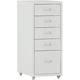 [en.casa] Rollcontainer Kökar mit 5 Schubladen 69x28x41 cm Weiß matt