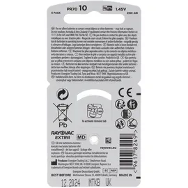 Rayovac Hörgerätebatterie Typ 10 105 mAh 6 St.