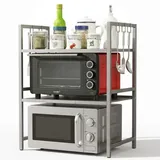 DanDiBo Ambiente DanDiBo Verstellbares Mikrowellenregal Edelstahl 3 Stufig 40-64 cm Mikrowellen Regal 96686 Stehend Mikrowellenständer Küchenregal
