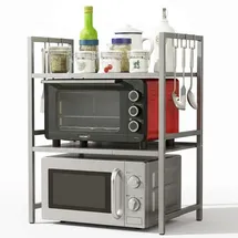 DanDiBo Ambiente DanDiBo Verstellbares Mikrowellenregal Edelstahl 3 Stufig 40-64 cm Mikrowellen Regal 96686 Stehend Mikrowellenständer Küchenregal