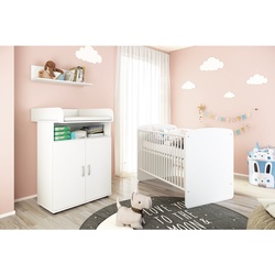 nonjoo. Babyzimmer Lunis Set 1: best. aus Babybett, Kommode, Wickelaufsatz und Wandboard