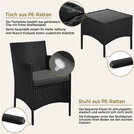 Yaheetech Gartenmöbel Set 4-tlg. Schwarz/Grau