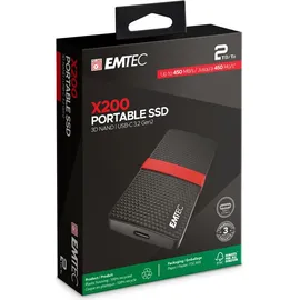 Emtec X200 2 TB USB 3.2 Schwarz ECSSD2TX200