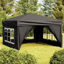 vidaXL Partyzelt Faltbar mit Seitenwänden Schwarz 3 x 3 m