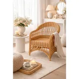 Hofmann Living And More Relaxsessel Handgeflochten 65 x 85 x 65 cm Gelb ohne Kissen